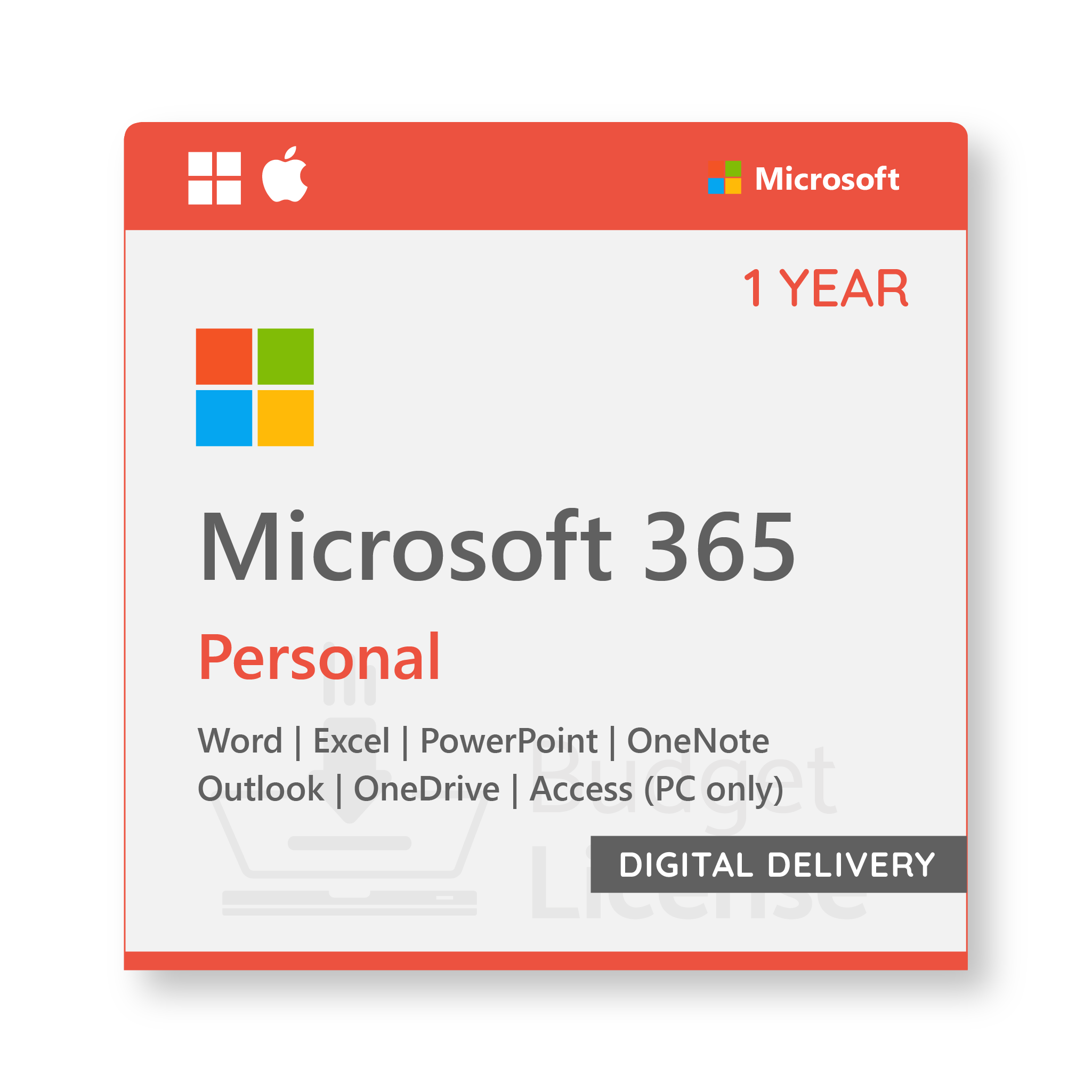 Microsoft 365 Personal 1 Year Digital Delivery BudgetLicense